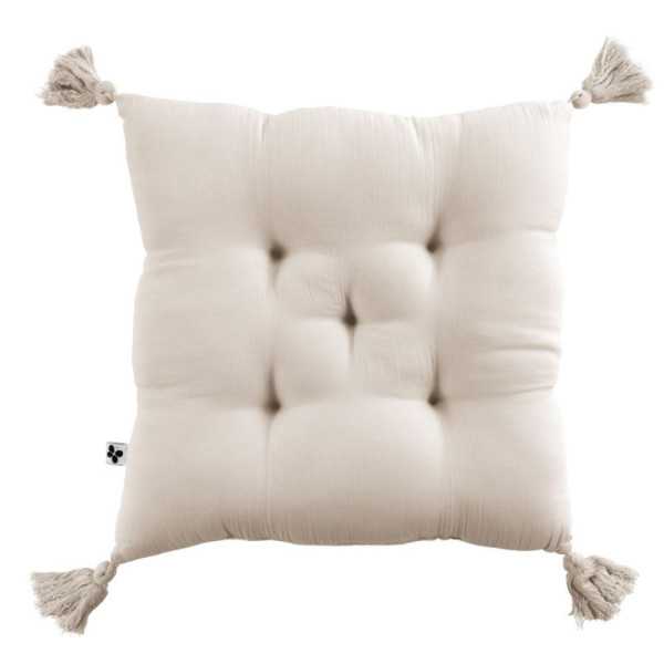 GAIA 5 POINTS QUILTED CUSHION WITH POMPOMS 40 X 40 CM