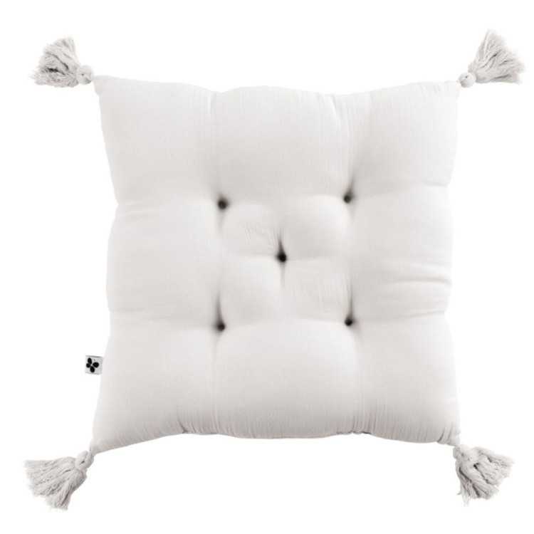 COUSSIN CAPITONNE 5 POINTS GAIA AVEC POMPONS 40 X 40 CM