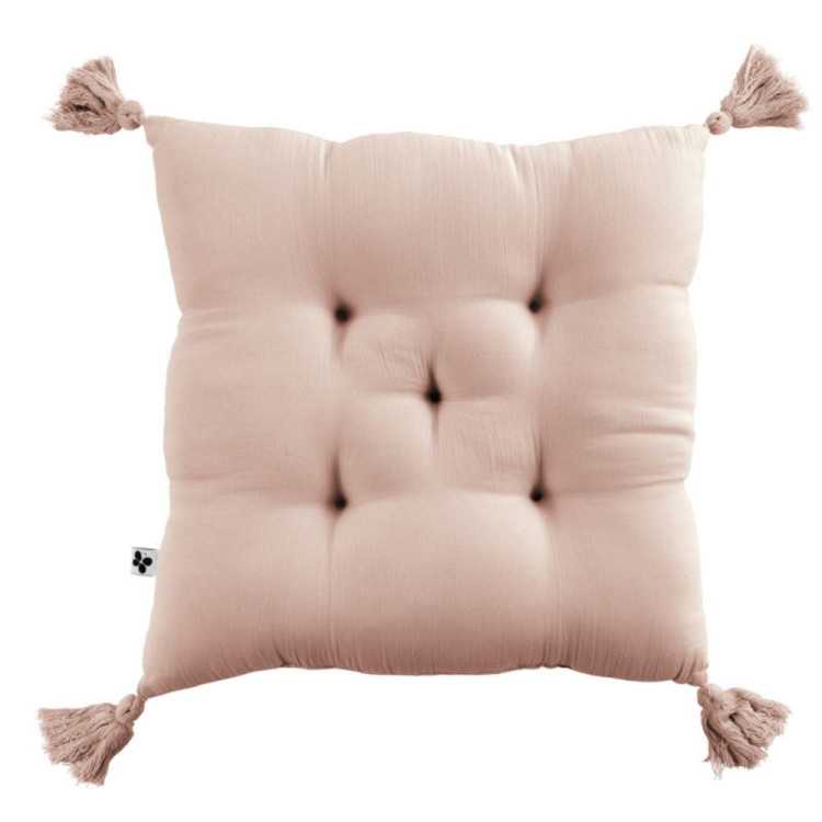 GAIA 5 POINTS QUILTED CUSHION WITH POMPOMS 40 X 40 CM