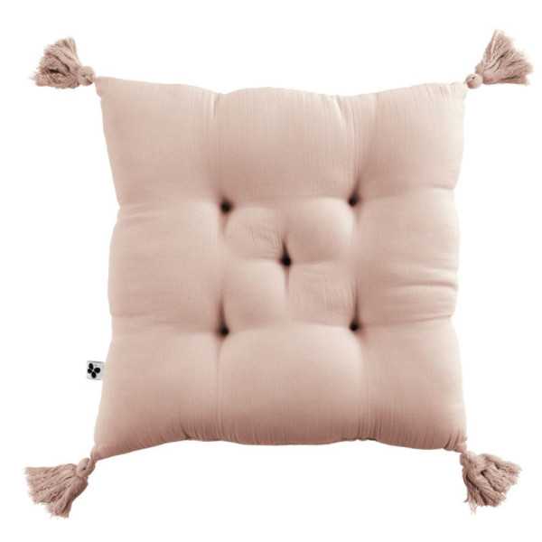 GAIA 5 POINTS QUILTED CUSHION WITH POMPOMS 40 X 40 CM