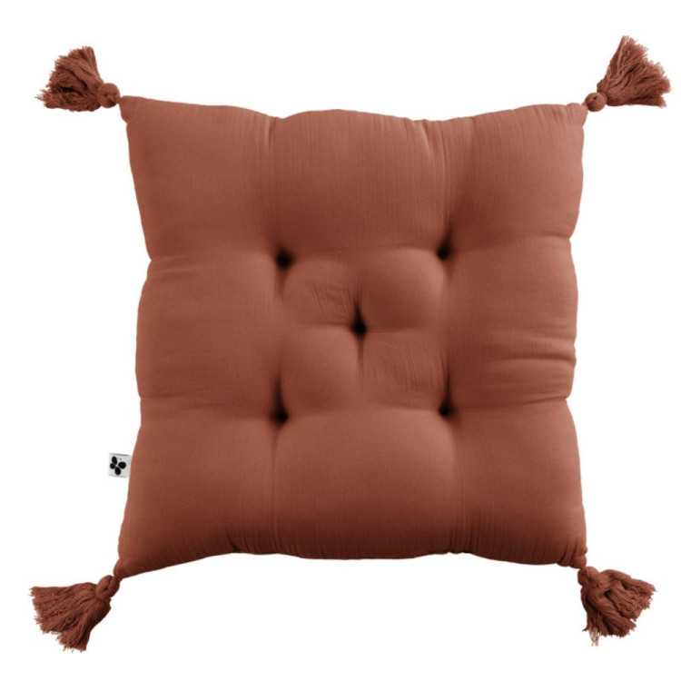 COUSSIN CAPITONNE 5 POINTS GAIA AVEC POMPONS 40 X 40 CM