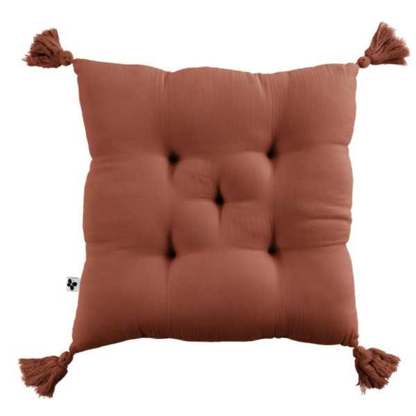 COUSSIN CAPITONNE 5 POINTS GAIA AVEC POMPONS 40 X 40 CM