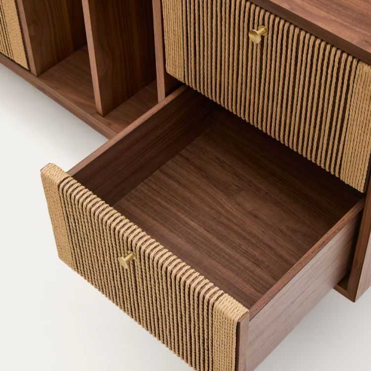 BUFFET ELAN 2 PORTES 2 TIROIRS 180 X 73CM NOYER ET CORDE 