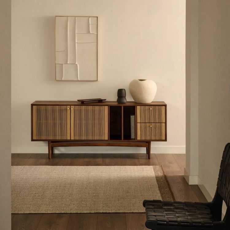 BUFFET ELAN 2 PORTES 2 TIROIRS 180 X 73CM NOYER ET CORDE 