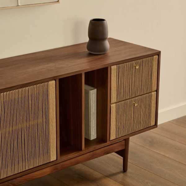ELAN BUFFET 2 DOORS 2 DRAWERS 180 X 73CM WALNUT AND ROPE