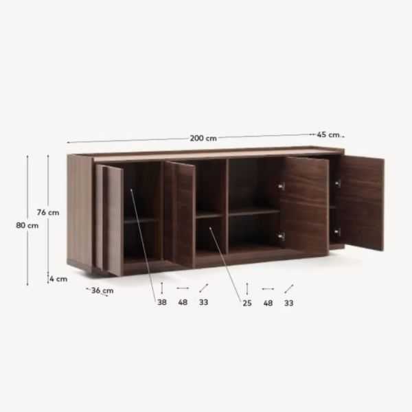 BUFFET ONIX 200 X 80 CM BOIS DE NOYER
