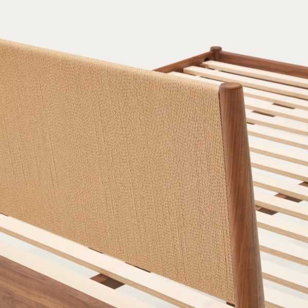 ELAN BED 160 X 200 CM WALNUT AND ROPE FINISH