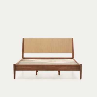 ELAN BED 160 X 200 CM WALNUT AND ROPE FINISH