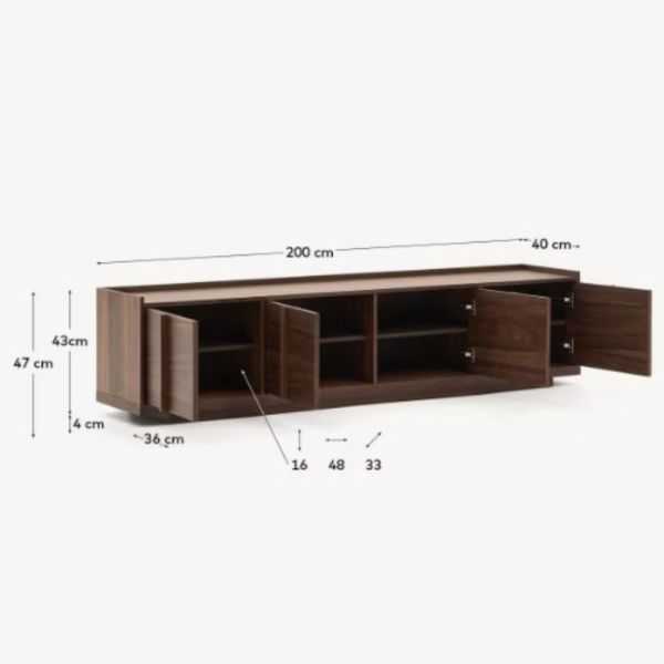 MEUBLE TV ONIX 200 X 45 CM FINITION NOYER - 1 COLIS