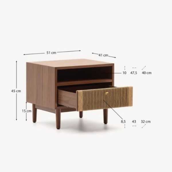 TABLE DE CHEVET ELAN 51 X 45 CMNOYER ET CORDE 