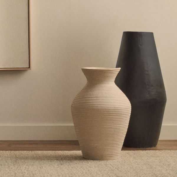 VASE PRIA 51 CMPAPIER MACHE BLANC