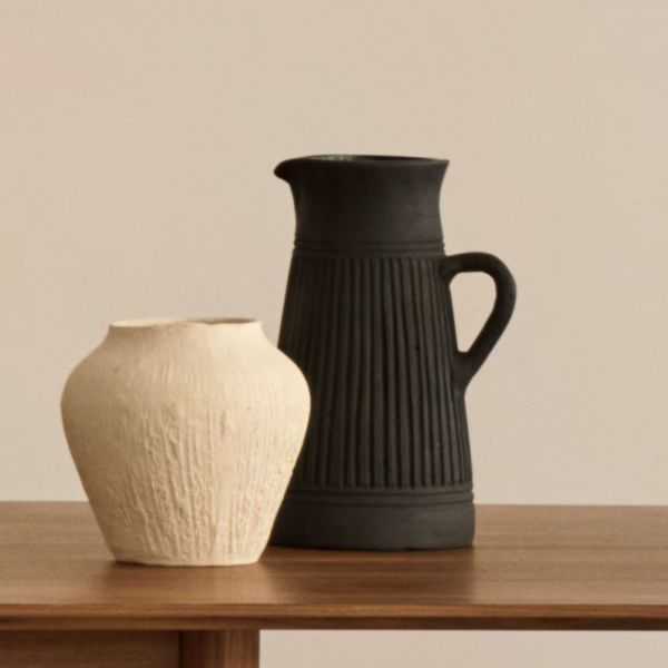 VASE MENRE 26 CM TERRE CUITE NOIRE