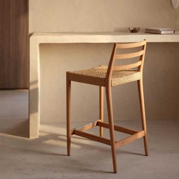 TABOURET ANALY EN CHENE FINITION NATURELLE ET CORDE