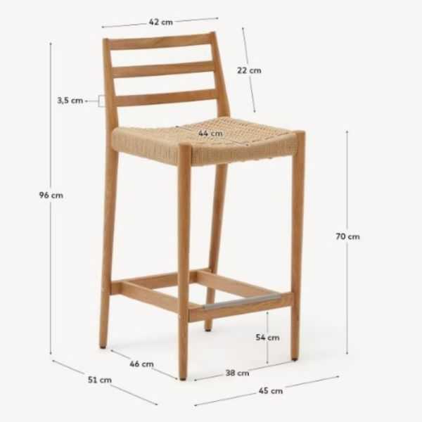 TABOURET ANALY EN CHENE FINITION NATURELLE ET CORDE