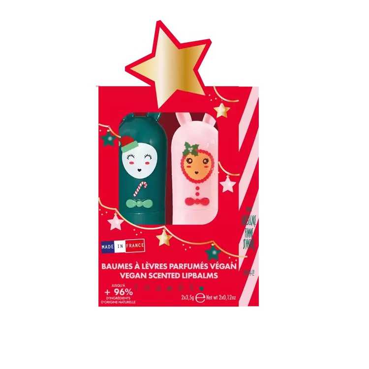 Stars Cherry and Candy Cane Lip Balm Duo