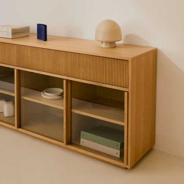 BUFFET HELVINE 4 PTS ET 4 TIROIRS 200 X 75 CM FINITION - 3 COLIS