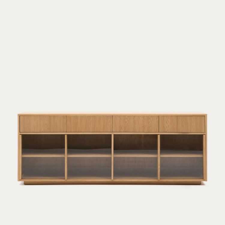 BUFFET HELVINE 4 PTS ET 4 TIROIRS 200 X 75 CM FINITION - 3 COLIS