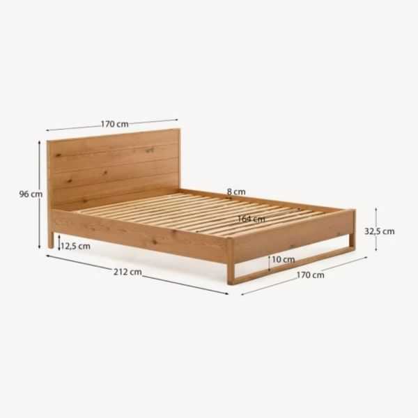 LIT ALGUEMA 160 X 200 CM FINITION CHENE - 2 COLIS