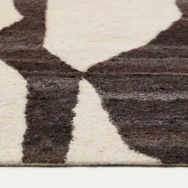 TAPIS ELVAR 160 X 230 CM LAINE BLANC ET MARRON