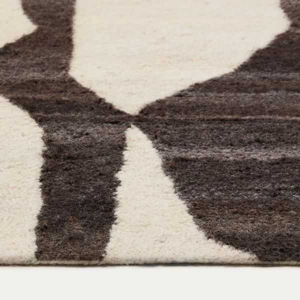 TAPIS ELVAR 160 X 230 CM LAINE BLANC ET MARRON