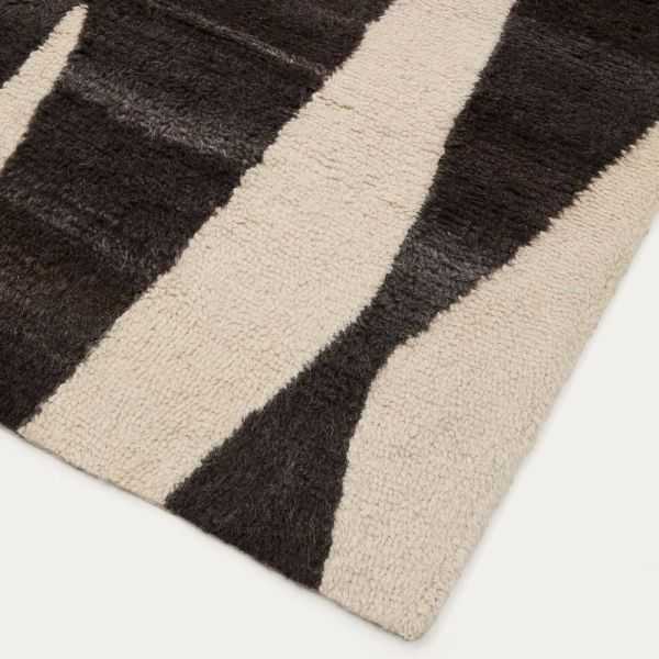 TAPIS ELVAR 160 X 230 CM LAINE BLANC ET MARRON