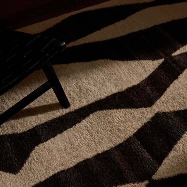 TAPIS ELVAR 160 X 230 CM LAINE BLANC ET MARRON