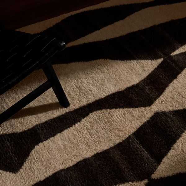TAPIS ELVAR 160 X 230 CM LAINE BLANC ET MARRON