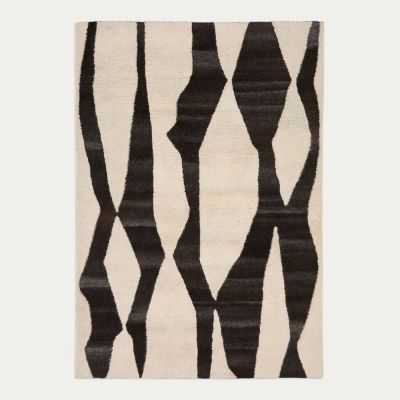 TAPIS ELVAR 160 X 230 CM LAINE BLANC ET MARRON