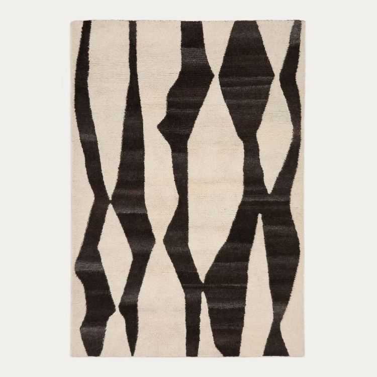 TAPIS ELVAR 160 X 230 CM LAINE BLANC ET MARRON