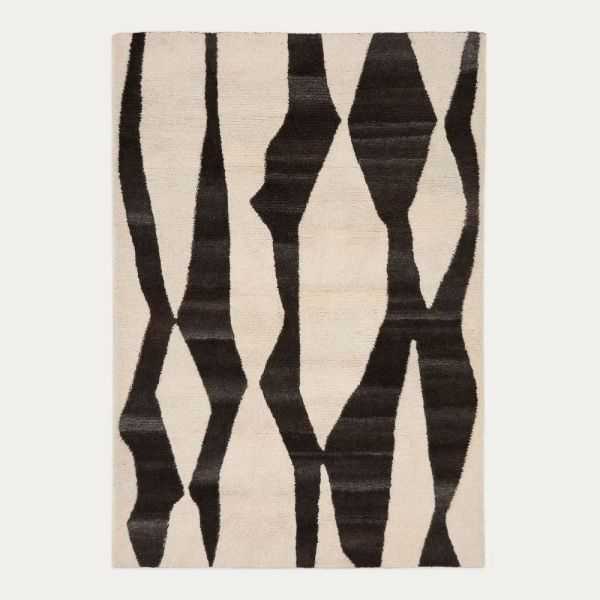TAPIS ELVAR 160 X 230 CM LAINE BLANC ET MARRON