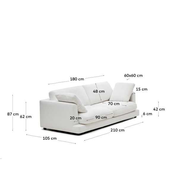 GALA 3-SEAT WHITE SOFA 210 CM
