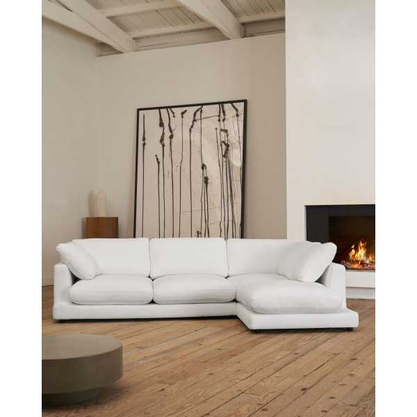 GALA 4-SEATER SOFA WITH RIGHT-HAND MERIDIENNE WHITE 300 CM