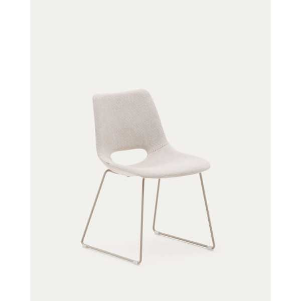 CHAISE ZAHARA BEIGE PIED ACIER BEIGE