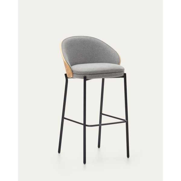 EAMY STOOL LIGHT BROWN ASH VENEER WENGUÉ FINISH AND METAL
