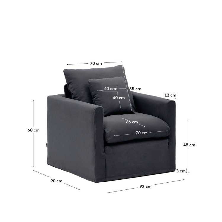 NORA ARMCHAIR 92 CM REMOVABLE LINEN COVER