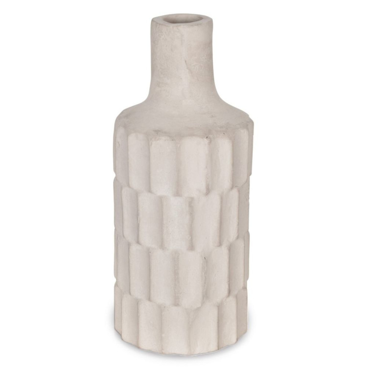 29.5 CM FACETED VASE WHITE PAPER MACHE