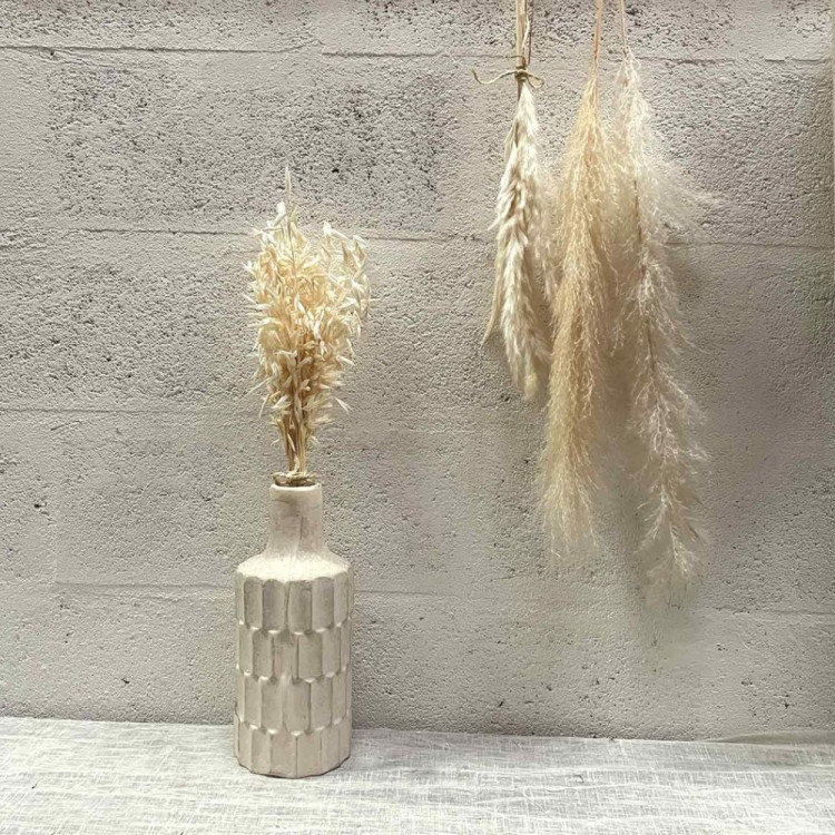 VASE FACETTE 29,5 CM PAPIER MACHE BLANC