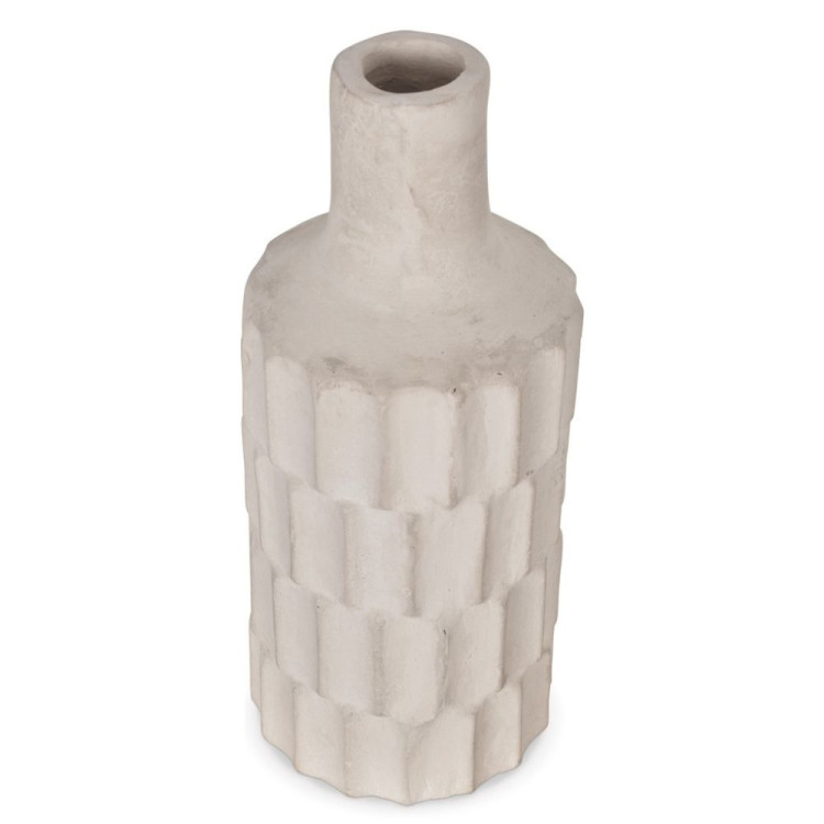 VASE FACETTE 29,5 CM PAPIER MACHE BLANC