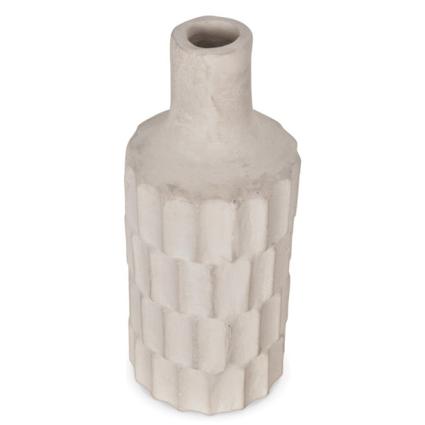 VASE FACETTE 29,5 CM PAPIER MACHE BLANC