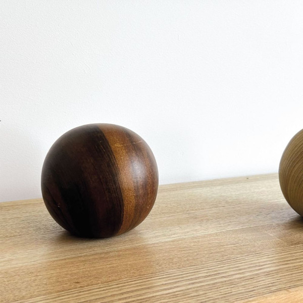 BOULE DECO CERAMIQUE BOIS FONCE