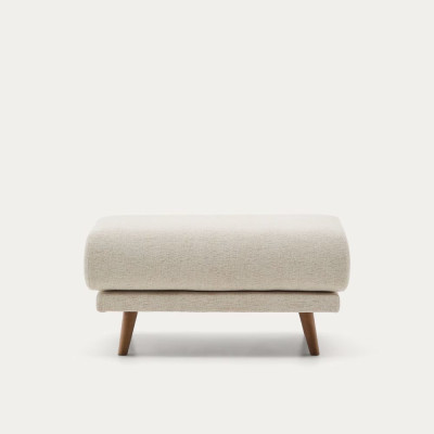 REPOSE-PIED KARIN 90 X 70 CM CHENILLE BEIGE PIEDS HETRE 2