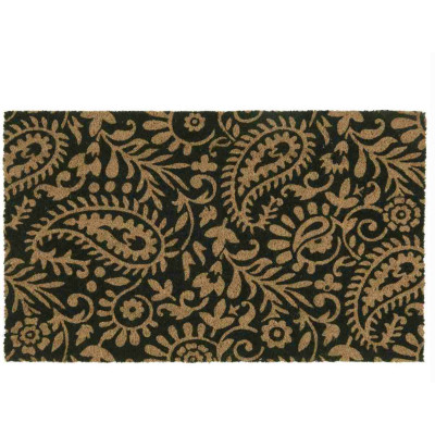 PAILLASSON EN JUTE PAISLEY MOTIFS NOIRS 45CM X 65 CM
