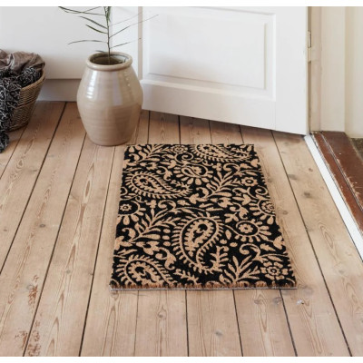 PAILLASSON EN JUTE PAISLEY MOTIFS NOIRS 45CM X 65 CM 2