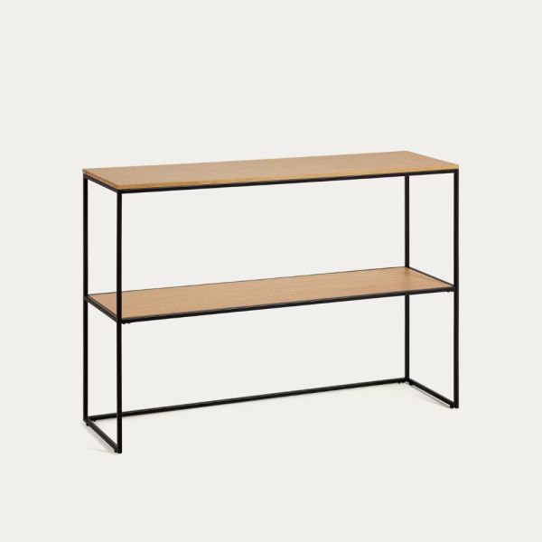 CONSOLE YOANA EN PLACAGE DE CHENE ET STRUCTURE EN METAL NOIR 120 X 80