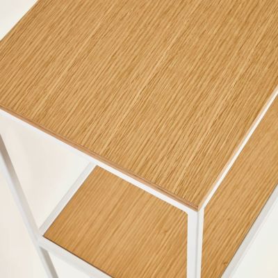 CONSOLE YOANA EN PLACAGE DE CHÊNE ET STRUCTURE EN MÉTAL BLANC 120 X 8 2