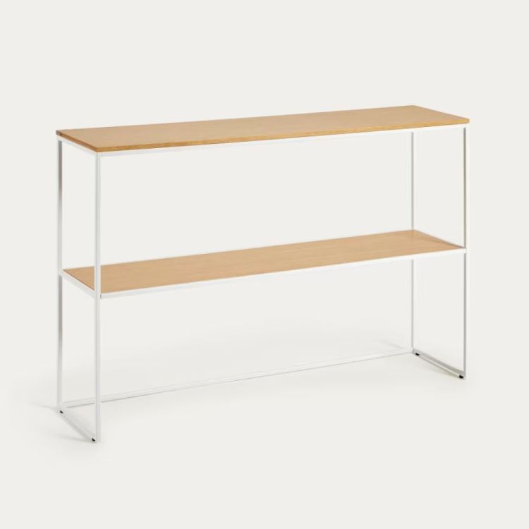 YOANA CONSOLE IN OAK VENEER AND WHITE METAL STRUCTURE 120 X 8