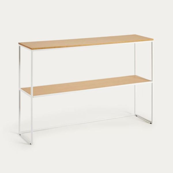 YOANA CONSOLE IN OAK VENEER AND WHITE METAL STRUCTURE 120 X 8