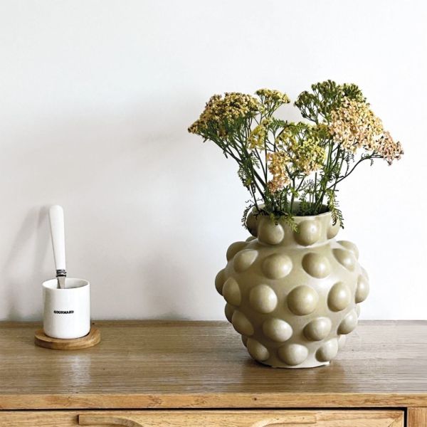 VASE BOULY H18 CM BEIGE