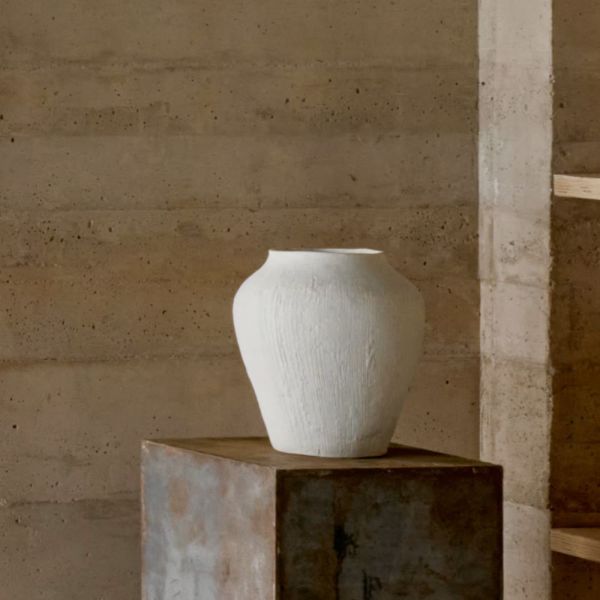 VASE ANSE 22 CM PAPIER MACHE BLANC