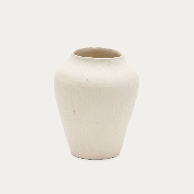 VASE ANSE 22 CM PAPIER MACHE BLANC